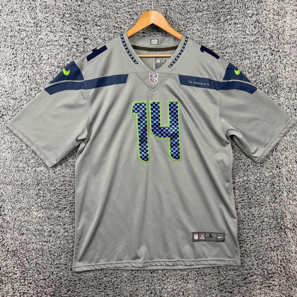 Seattle Seahawks Jersey Mens Large Gray NFL Football DK Metcalf #14 Nike L